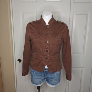 George stretch snap button military jacket sz 8